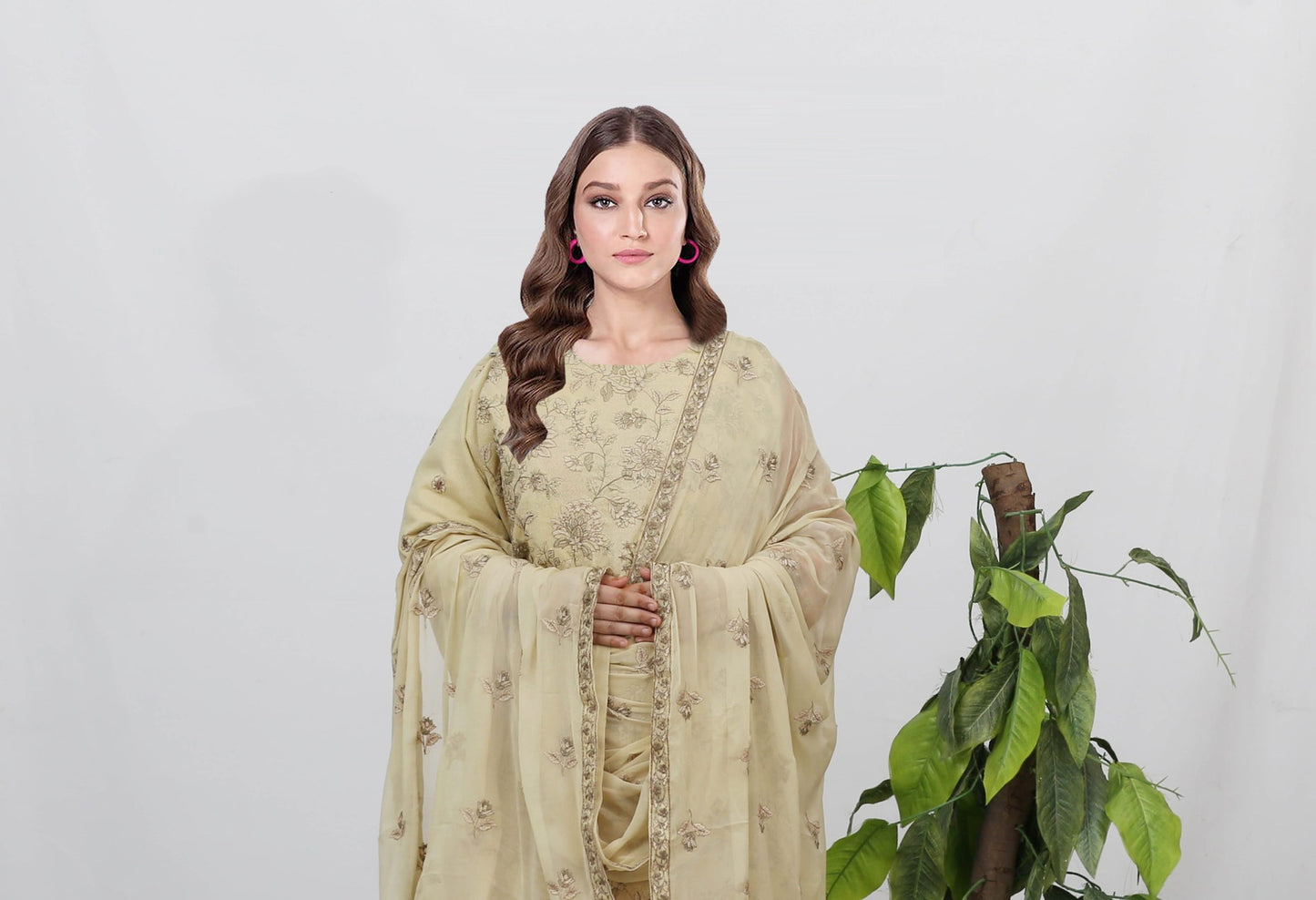 Malika Embroidered Karandi With Chiffon Dupatta Embroidered Collection
