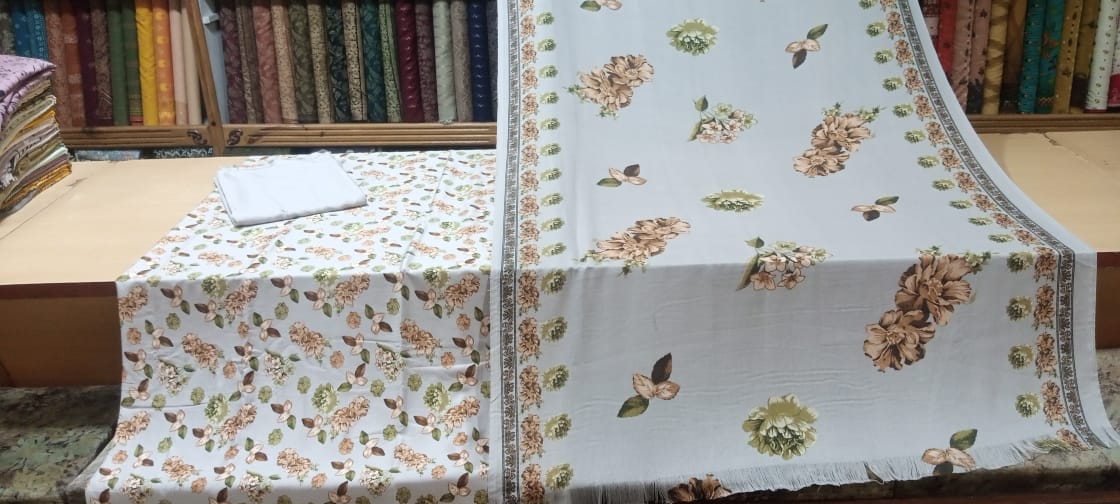 Printed Cotray Marina With Wool Shawl 3 PC Suit
