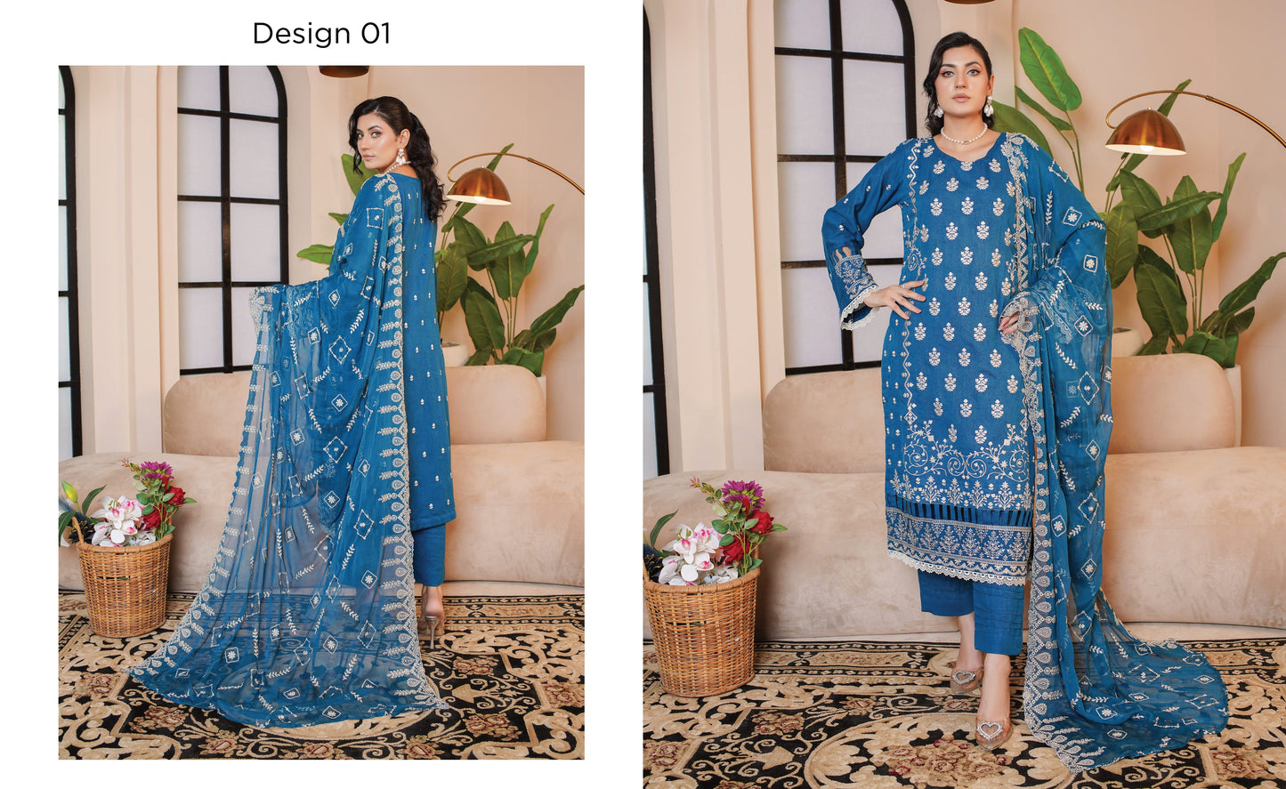Andaaz Hawa Embroidered Karandi With Embroidered Chiffon Dupatta