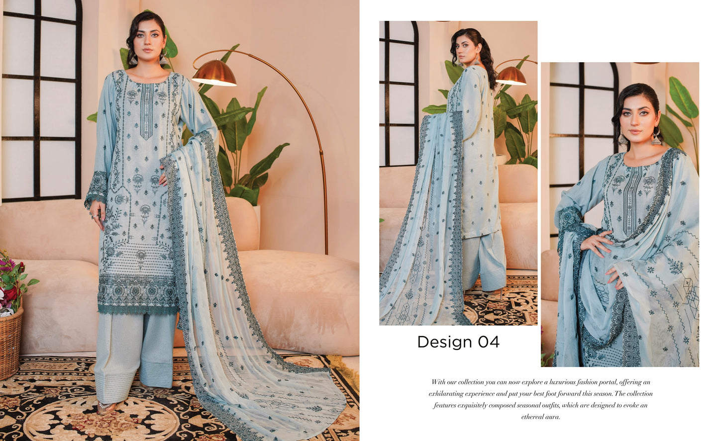 Andaaz Hawa Embroidered Karandi With Embroidered Chiffon Dupatta