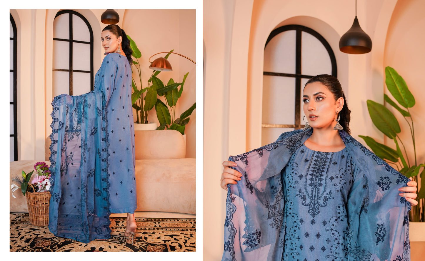 Andaaz Hawa Embroidered Karandi With Embroidered Chiffon Dupatta