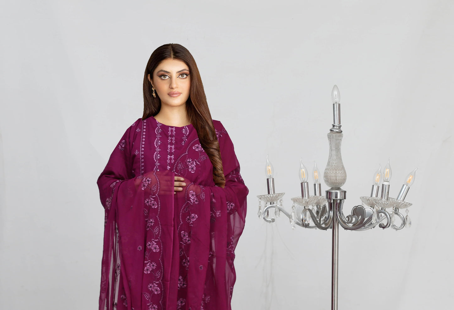 Hamna Embroidered Viscous With Chiffon Dupatta Embroidered