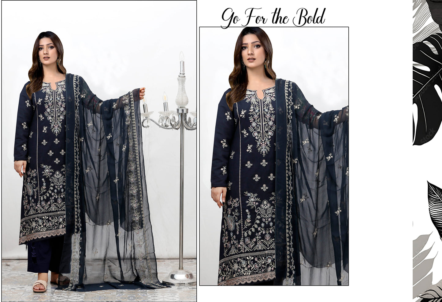 Maliha Embroidered Karandi With Chiffon Dupatta Embroidered Collection