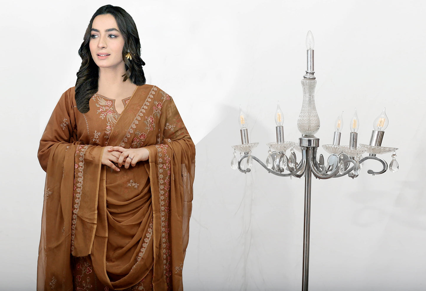Maliha Embroidered Karandi With Chiffon Dupatta Embroidered Collection