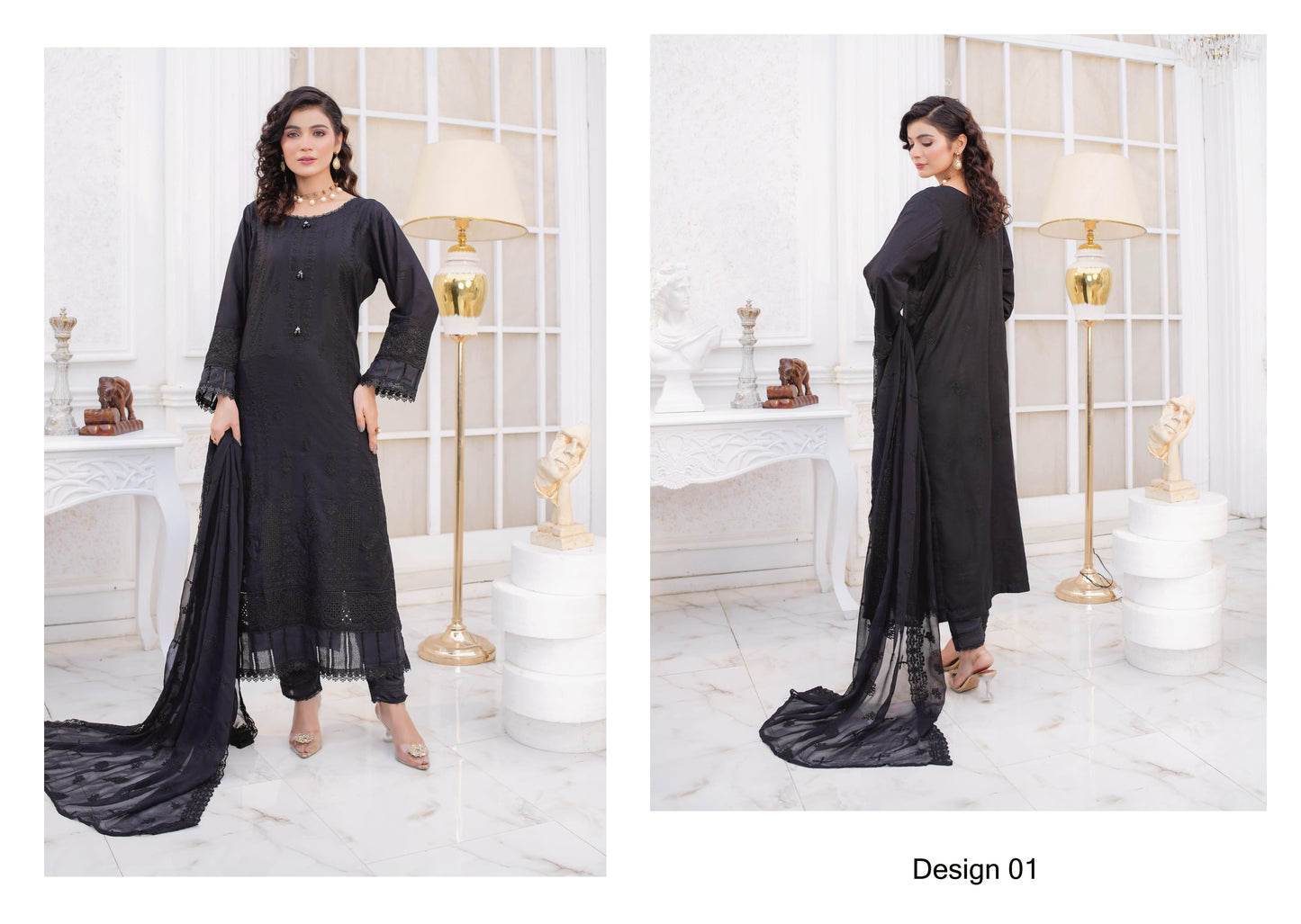 Manzil Embroidered Karandi With Embroidered Chiffon Dupatta