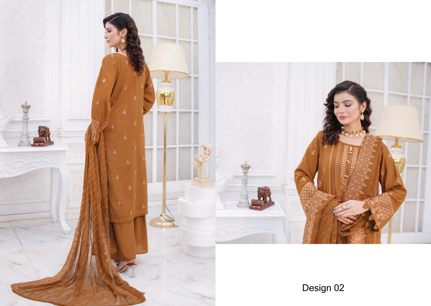 Manzil Embroidered Karandi With Embroidered Chiffon Dupatta