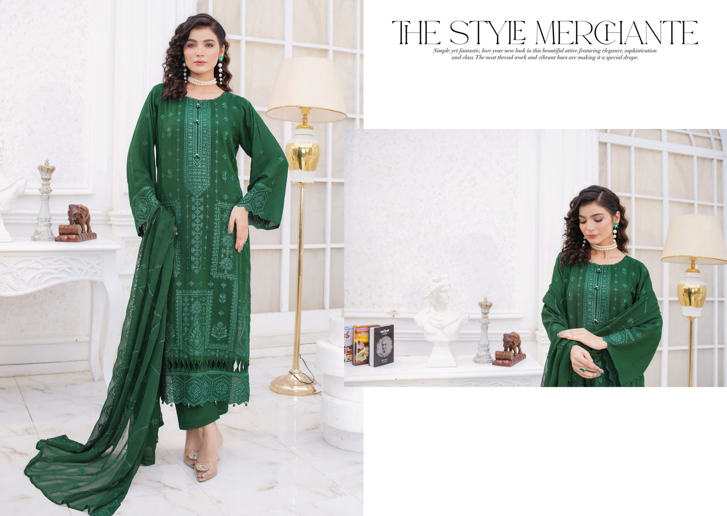 Manzil Embroidered Karandi With Embroidered Chiffon Dupatta