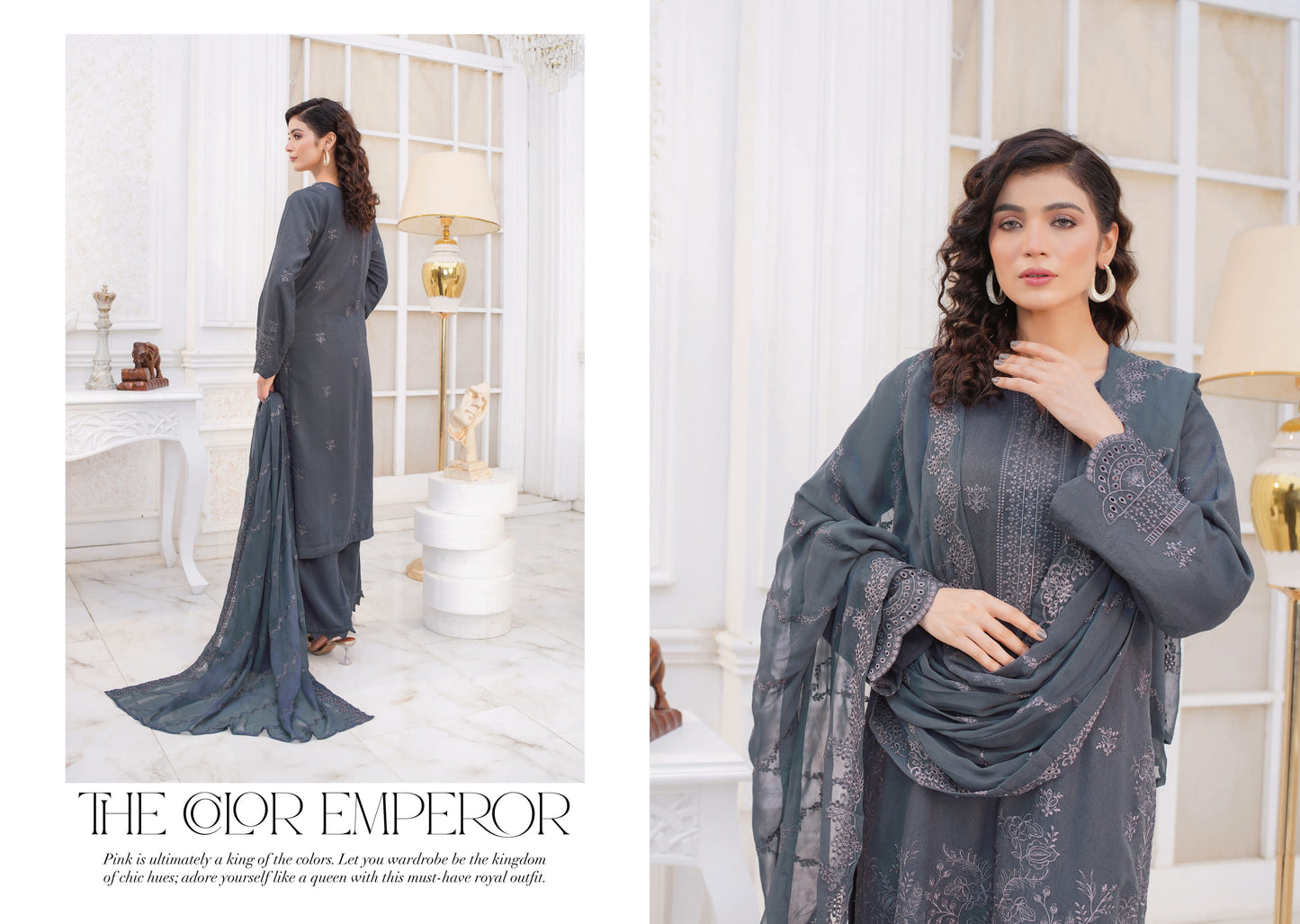 Manzil Embroidered Karandi With Embroidered Chiffon Dupatta