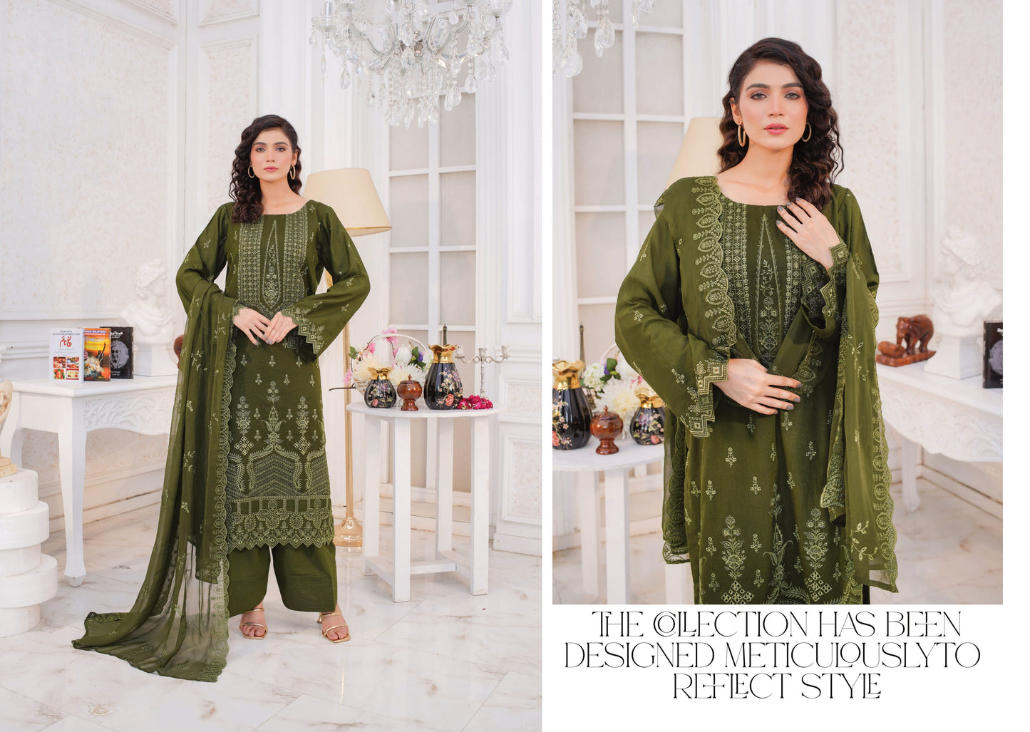 Manzil Embroidered Karandi With Embroidered Chiffon Dupatta