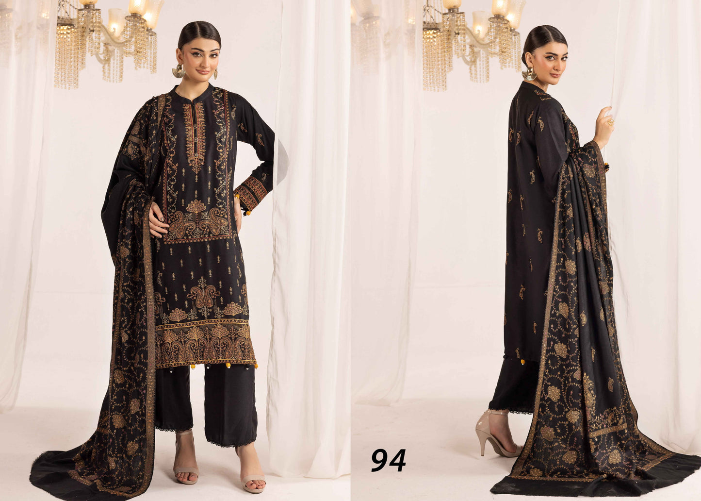 Shaista Supreme Kashmiri Sami Peach Embroidery Wool Shawl