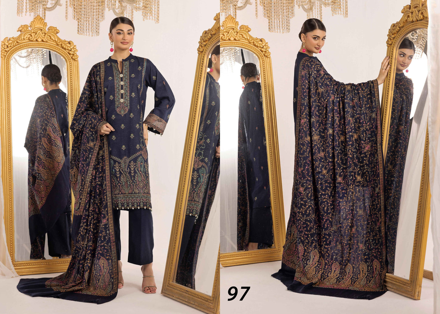 Shaista Supreme Kashmiri Sami Peach Embroidery Wool Shawl