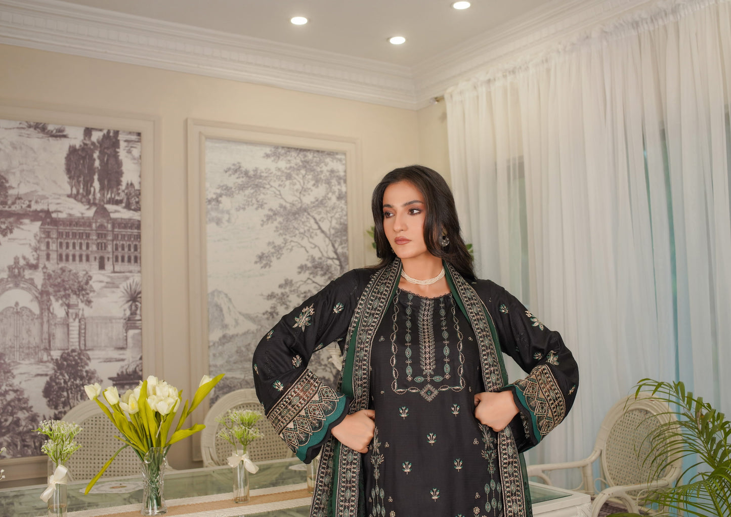 Manizay Sunehra Rang Embroidered Viscos