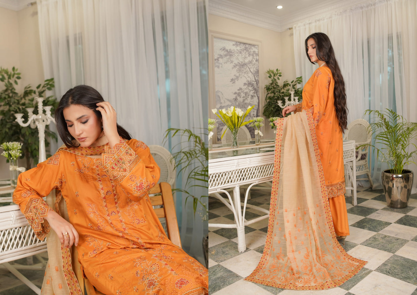 Manizay Sunehra Rang Embroidered Viscos