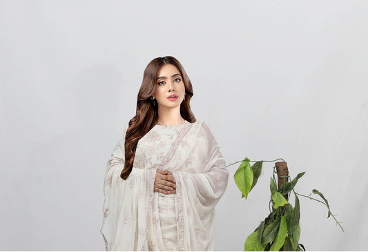 Malika Embroidered Karandi With Chiffon Dupatta Embroidered Collection