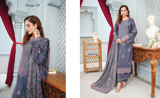 Dastan Nooi Embroidered Karandi With Embroidered Heavy Shawl- Blue