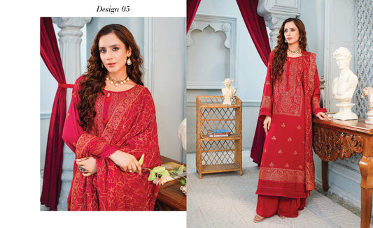 Dastan Noori Embroidered Karandi With Embroidered Heavy Shawl - Rust