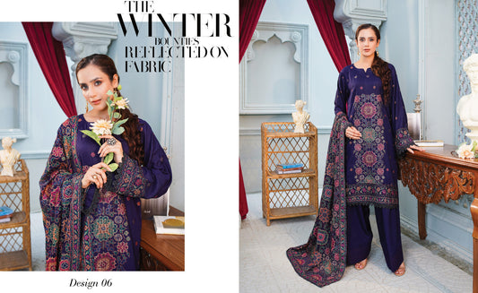 Dastan Noori Embroidered Karandi With Embroidered Heavy Shawl - Royal Blue