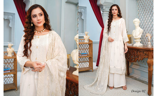 Dastan Noori Embroidered Karandi With Embroidered Heavy Shawl - White