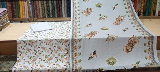 Printed Cotray Marina With Wool Shawl 3 PC Suit