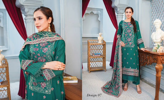 Dastan Noori Embroidered Karandi With Embroidered Havey Shawl - Green