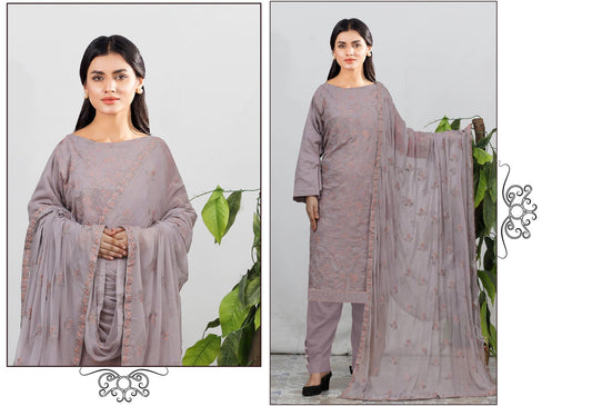 Malika Embroidered Karandi With Chiffon Dupatta Embroidered Collection