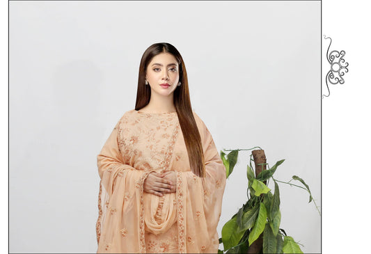 Malika Embroidered Karandi With Chiffon Dupatta Embroidered Collection