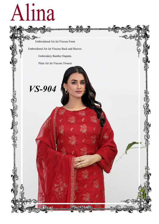 Alina Embroidered Viscous With Chiffon Dupatta Embroidered Collection