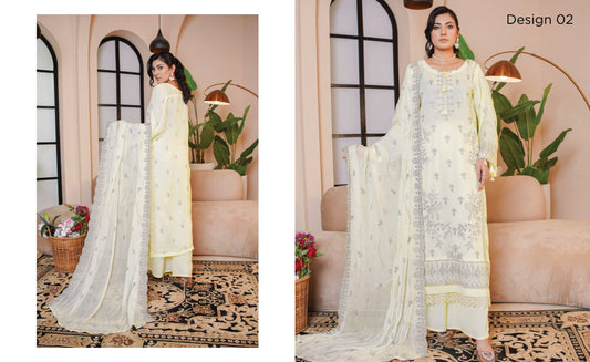 Andaaz Hawa Embroidered Karandi With Embroidered Chiffon Dupatta