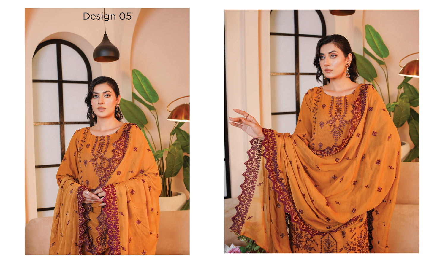 Andaaz Hawa Embroidered Karandi With Embroidered Chiffon Dupatta