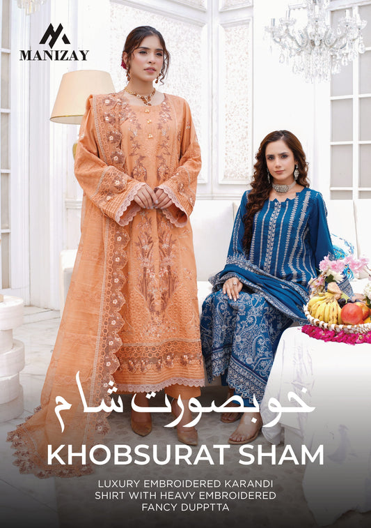 Khobsurat Sham Luxury Embroidered Karandi With Heavy Embroidered Fancy Dupatta