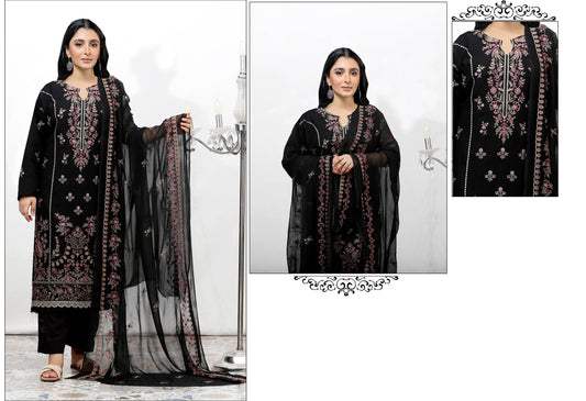 Maliha Embroidered Karandi With Chiffon Dupatta Embroidered Collection
