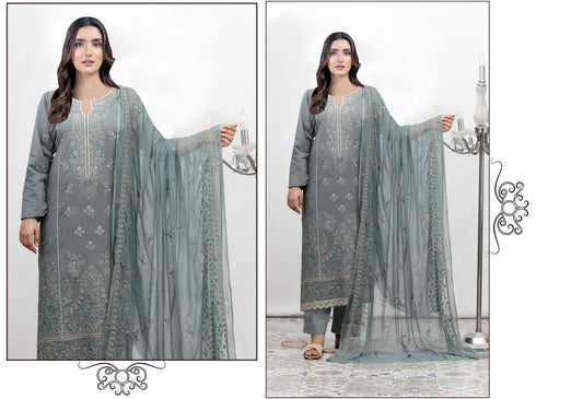 Maliha Embroidered Karandi With Chiffon Dupatta Embroidered Collection