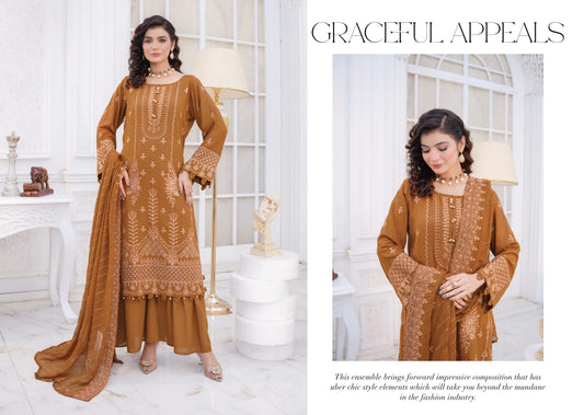 Manzil Embroidered Karandi With Embroidered Chiffon Dupatta
