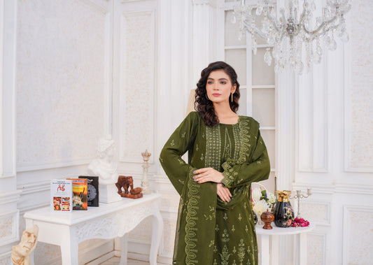 Manzil Embroidered Karandi With Embroidered Chiffon Dupatta
