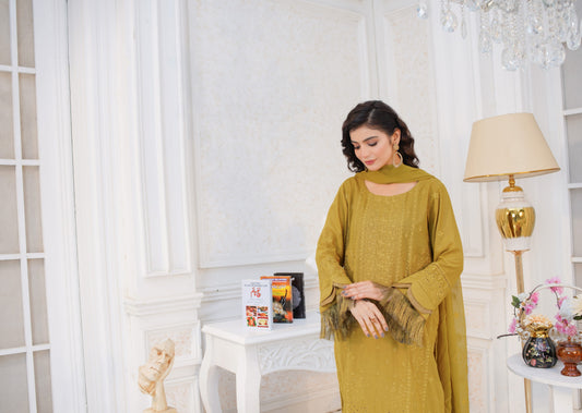 Manzil Embroidered Karandi With Embroidered Chiffon Dupatta