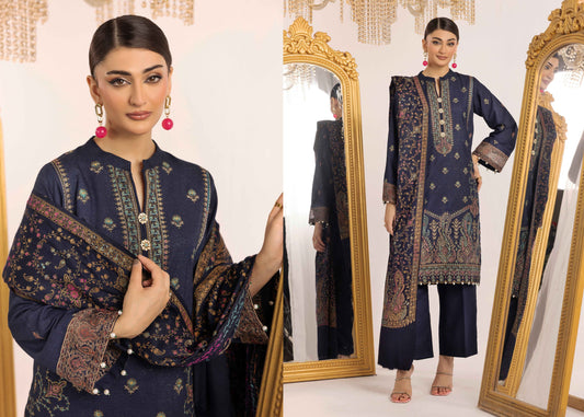 Shaista Supreme Kashmiri Sami Peach Embroidery Wool Shawl
