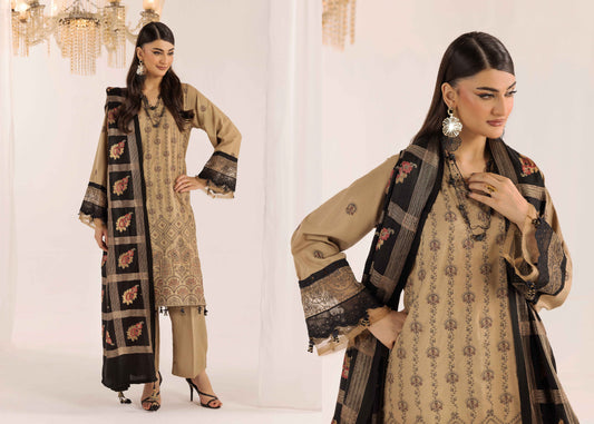 Shaista Supreme Kashmiri Sami Peach Embroidery Wool Shawl