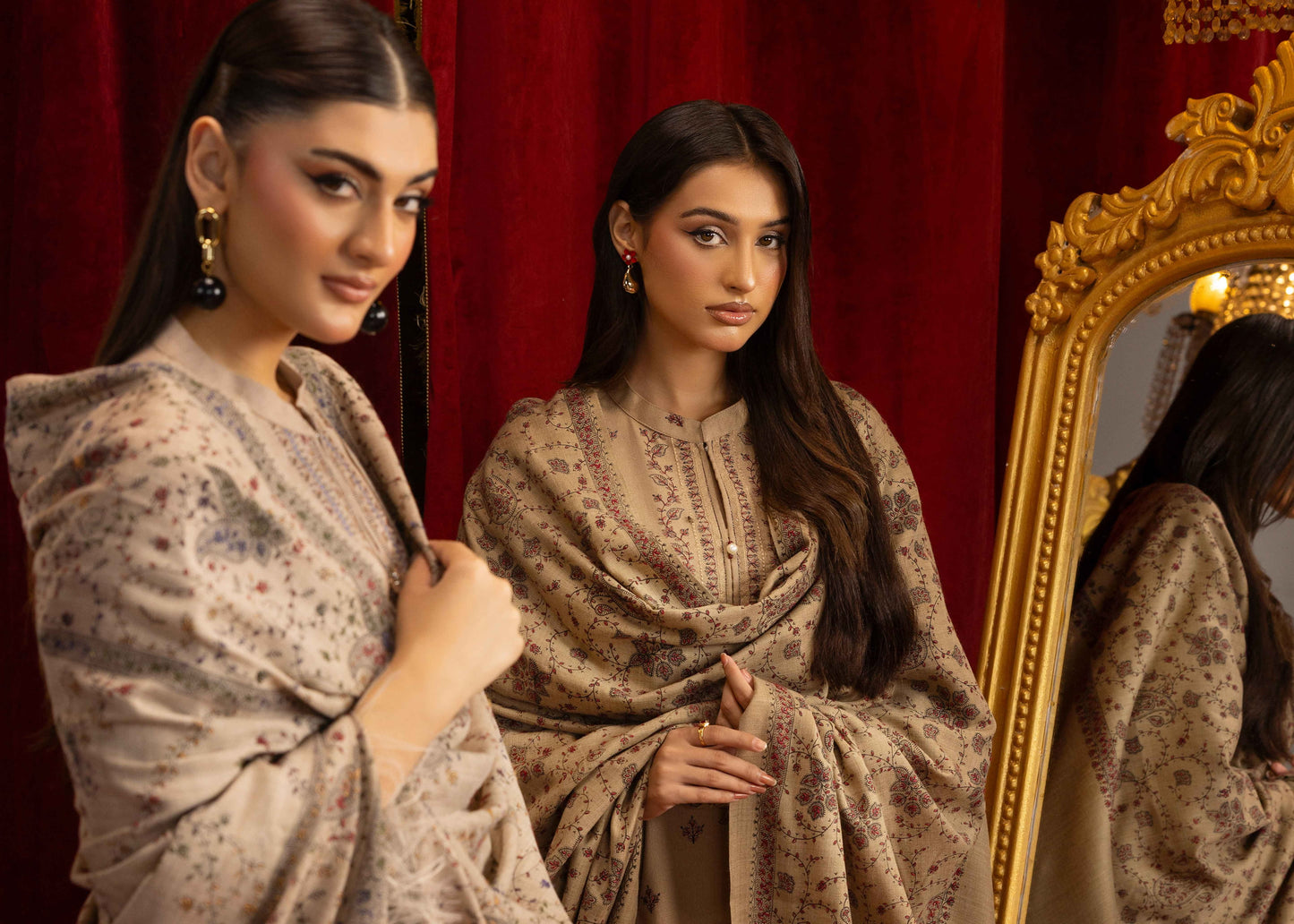 Shaista Supreme Kashmiri Sami Peach Embroidery Wool Shawl