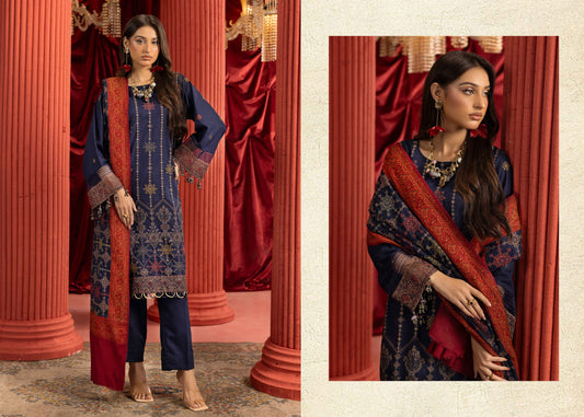 Shaista Supreme Kashmiri Sami Peach Embroidery Wool Shawl