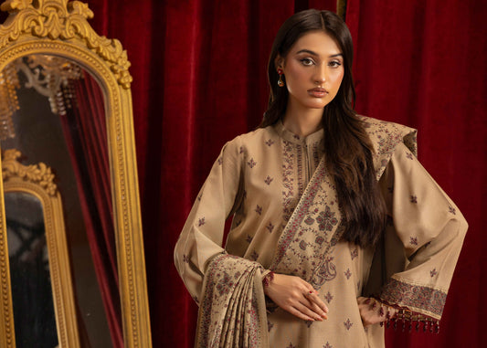 Shaista Supreme Kashmiri Sami Peach Embroidery Wool Shawl